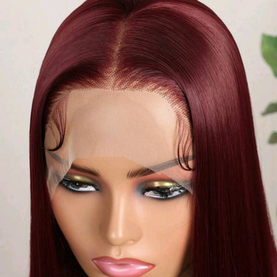 Burgundy Lace Front Wig(human blend)