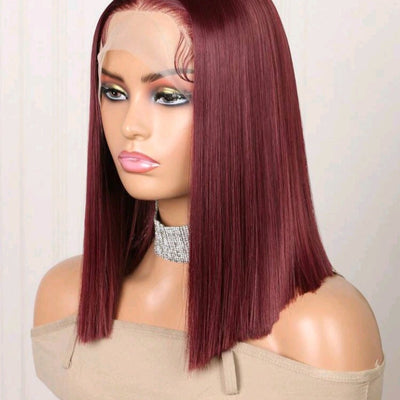 Burgundy Lace Front Wig(human blend)