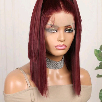 Burgundy Lace Front Wig(human blend)